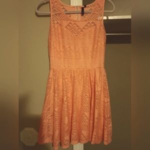 Sold! Women's Creamsicle/Pastel Orange Lace Detail Dress Size M